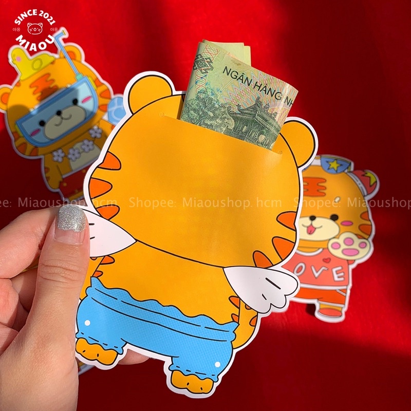 (Được chọn mẫu) Bao lì xì bé hổ đáng yêu 2022 đựng xiền, đựng sticker