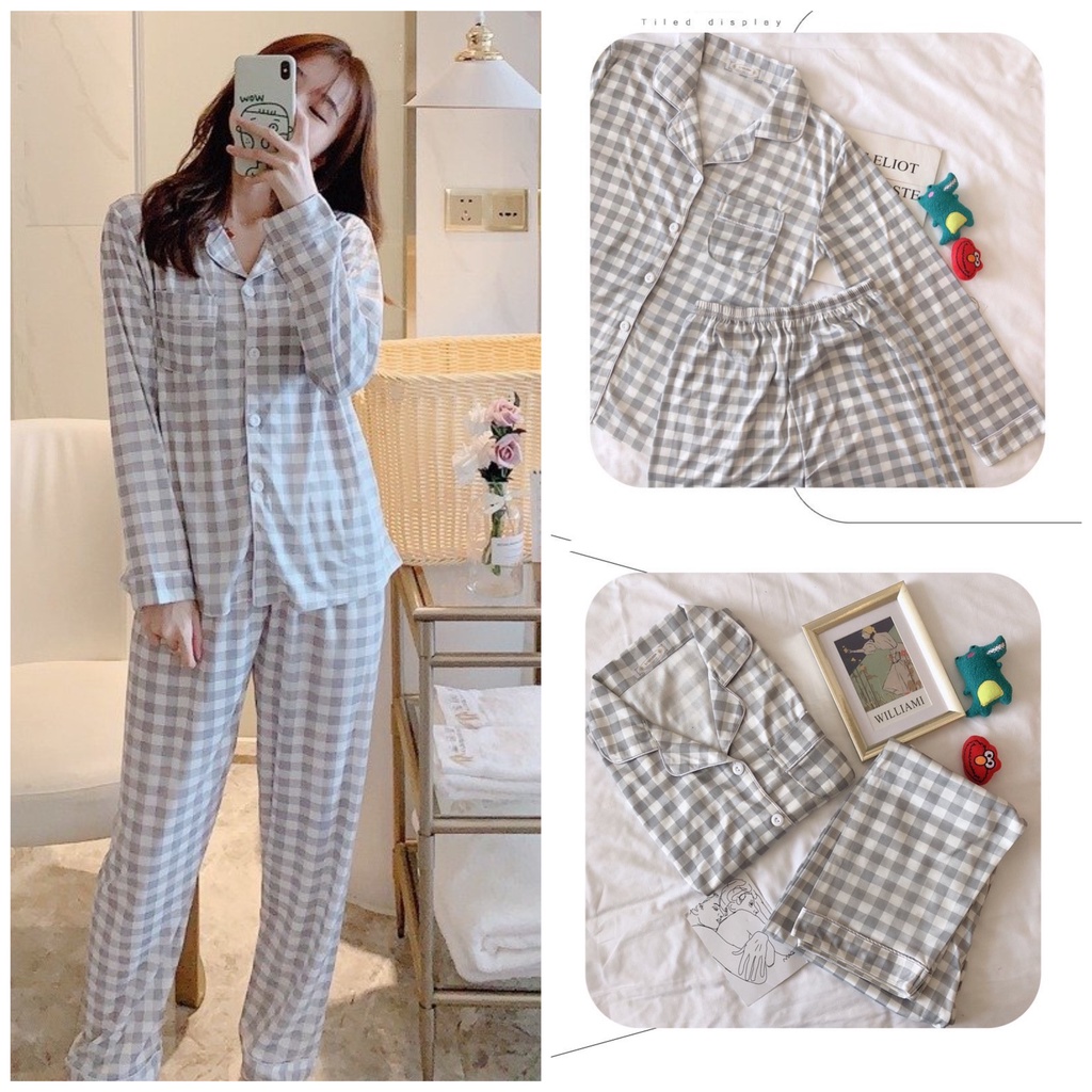 Đồ Bộ Nữ Pijama Mặc Nhà, Bộ Ngủ Dài Tay Thu Đông Chất Cotton Sợi Tơ Sữa Có Bigsize Béo Gầy Bầu Bí Mặc Thoải Mái