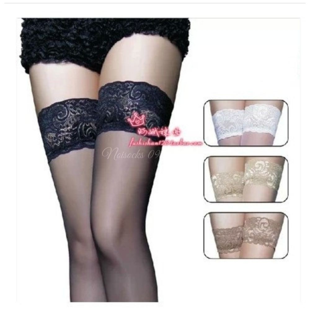 Tất đùi vớ đùi mỏng, tất dài qua gối Siêu Mỏng viền ren thêu hoa có đệm Chống quyến rũ cho Nữ