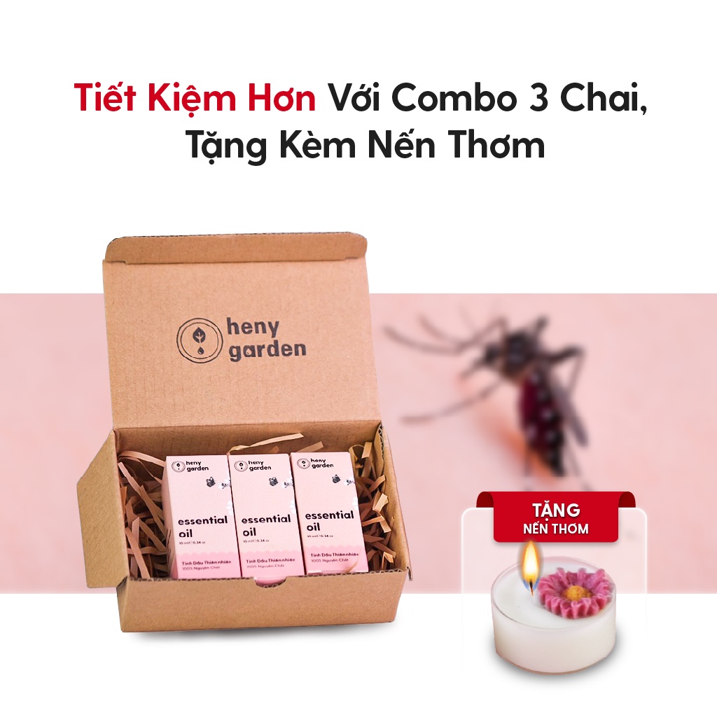18 MÙI Tinh Dầu Đuổi Muỗi Xông Thơm Phòng Organic Thiên Nhiên Nguyên Chất Đậm Đặc HENY GARDEN