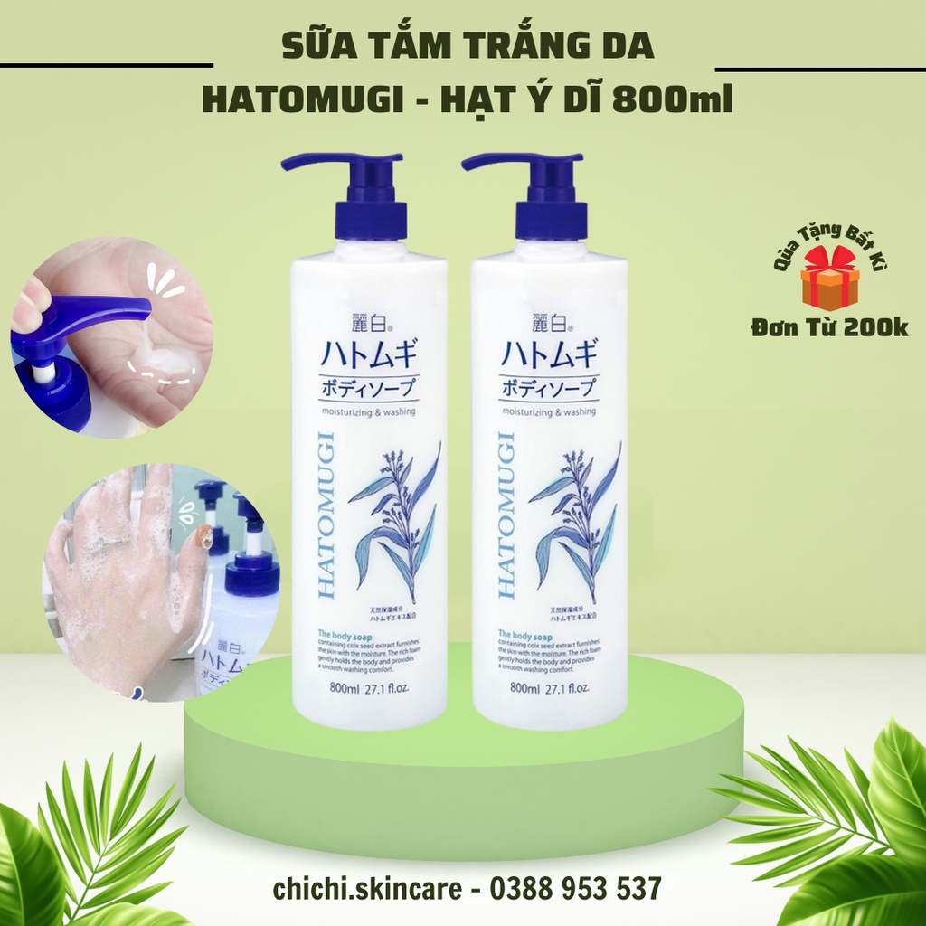 Sữa Tắm Dưỡng Ẩm Trắng Da Hatomugi 800ML