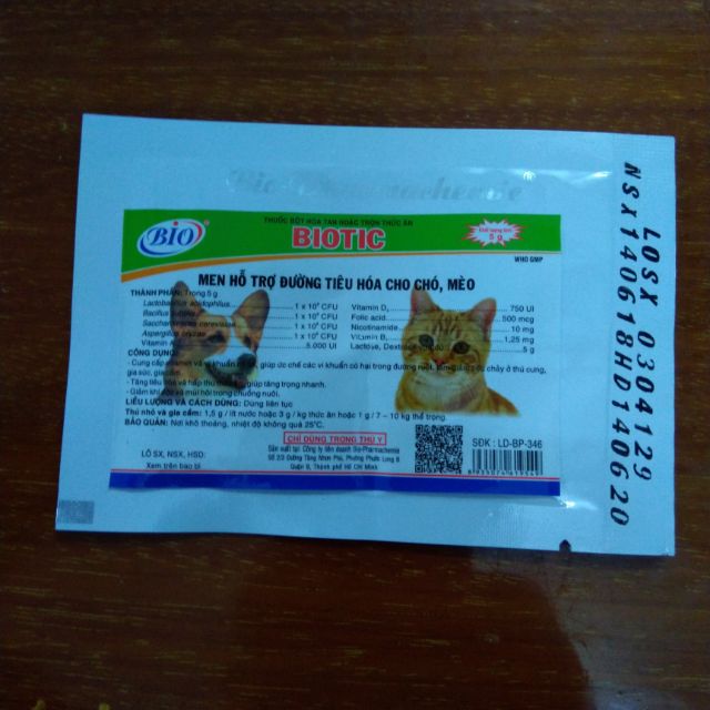 Men tiêu hóa cho chó mèo Biotic 5 g
