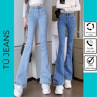 Quần jean ống loe TUJEAN, quần bò ống loe lưng cao co giãn 4 chiều hàng cao cấp H03