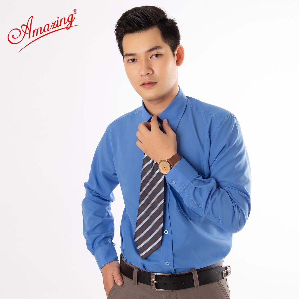 Áo somi nam công sở Amazing, form suông, vạt bầu đuôi tôm, tay dài, vải KT silk mềm mại, đủ size - Hàng mới về