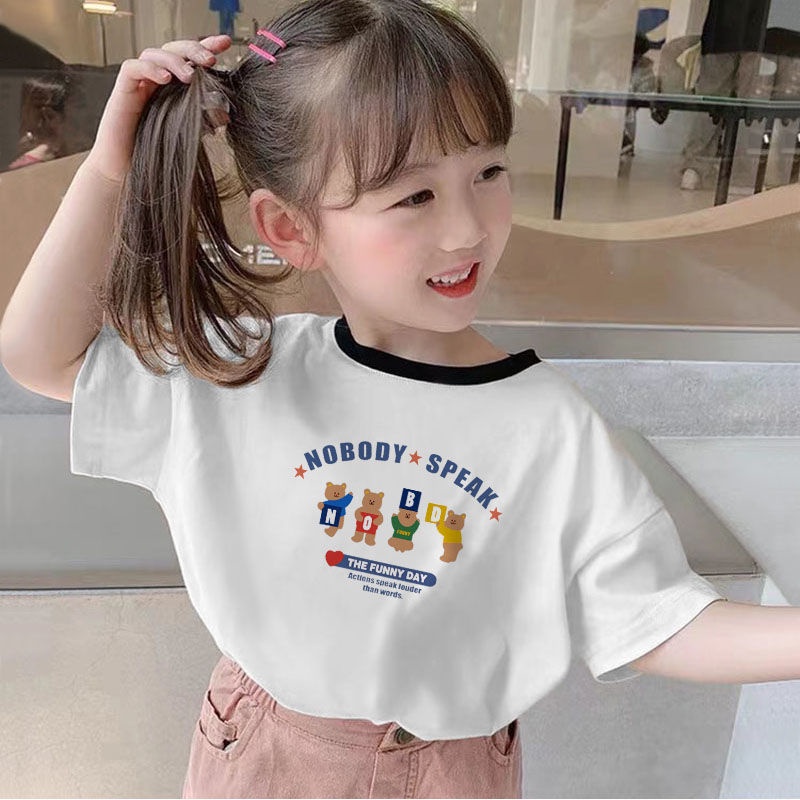 Áo Thun Cotton Tay Lỡ Mẫu Mới Thời Trang Mùa Hè Cho Bé Gái 2022