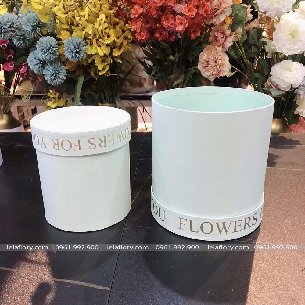 Set 2 chiếc hộp trụ tròn cắm hoa tươi, hoa sáp FLOWERS FOR YOU - THH0081