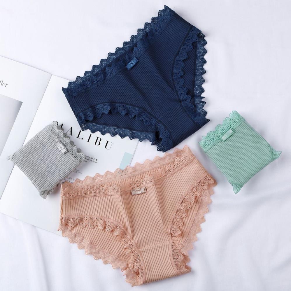[Giá sỉ] Quần Lót  Nữ Cotton Gân Tăm Viền Ren Kháng KHuẩn Đính Nơ Sexy 029