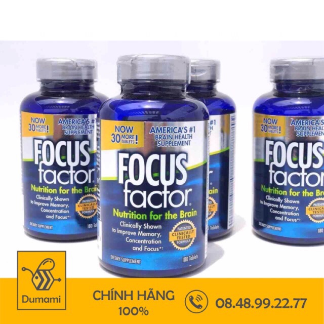 [Mã COS1505 giảm 8% đơn 300K] Viên uống bổ não Focus Factor 180 viên của Mỹ