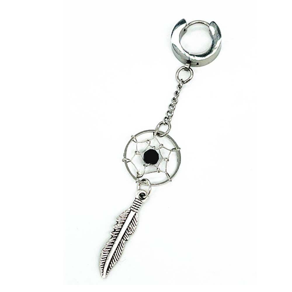 Bông Tai Hình Lông Vũ Bằng Thép Titan Phong Cách Gothic Cá Tính