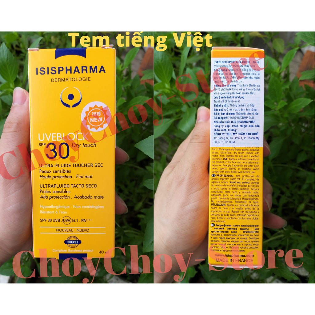 [TEM CTY] ISIS PHARMA Uveblock SPF30 Dry Touch 40 mL - Kem chống nắng cho da dầu