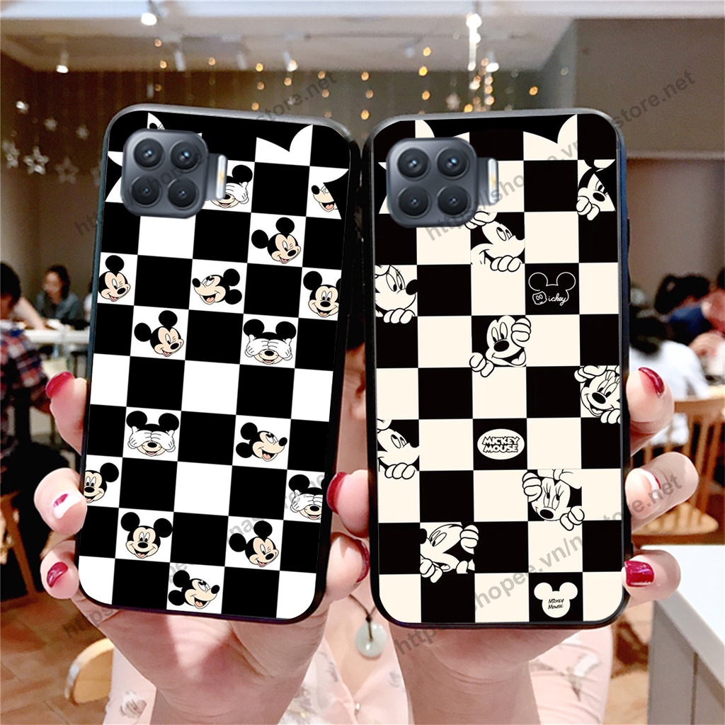 Ốp lưng Oppo A73 / A93 trái tim họa tiết caro, mikey họa tiết beabrick kaws cute
