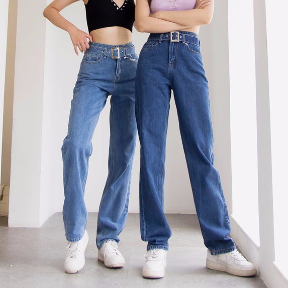 [ảnh thật] Quần jeans kèm belt ống suôn Mia Ritta J466