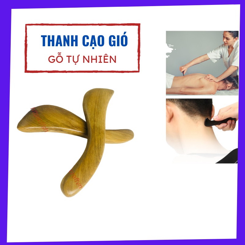 Thanh cạo gió cầm tay bằng gỗ hình chữ S - 2 thanh