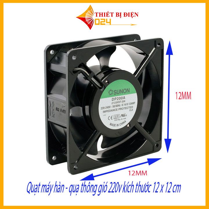 Quạt máy hàn - quạt thông gió 220v kích thước 12 x 12 cm