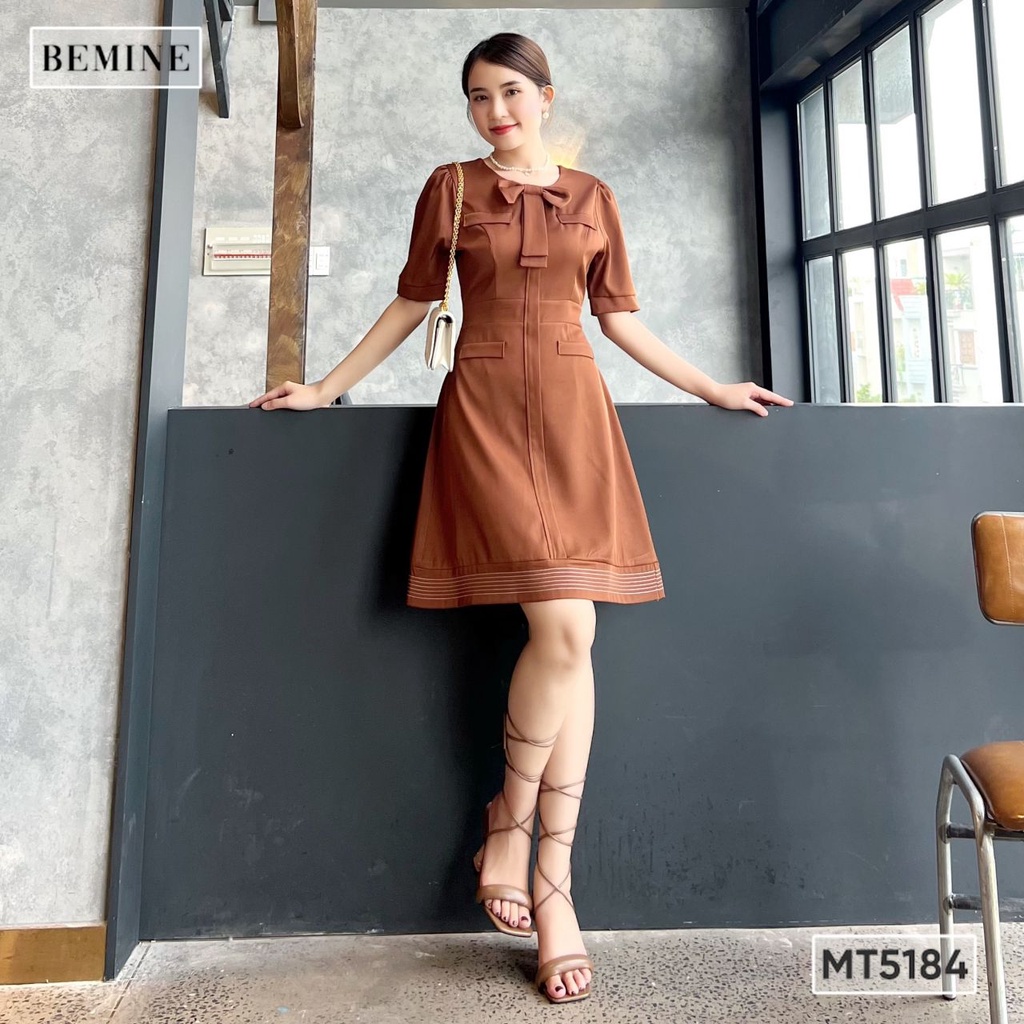 Đầm túi viền nơ ngực BEMINE MT5184NAU
