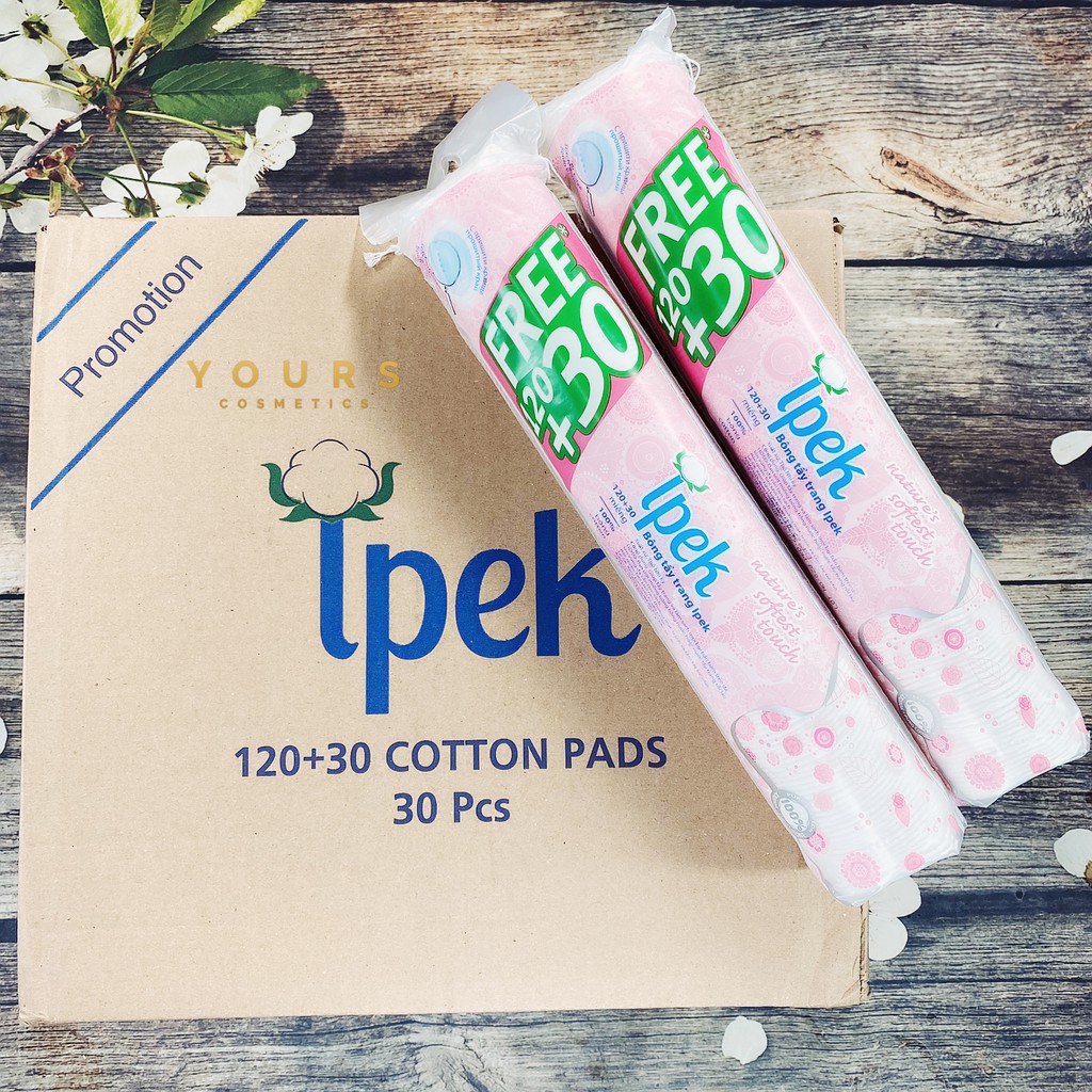 Bông tẩy trang IPEK 150 miếng (Thổ Nhĩ Kỳ) Sợi bông mềm mịn nhẹ nhàng tẩy sạch da không gây kích ứng