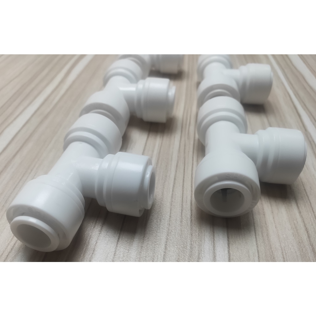 Com bo 5 tê dây 10 đều nối nhanh, tê máy lọc nước, cút nối nhanh 3 đầu d10