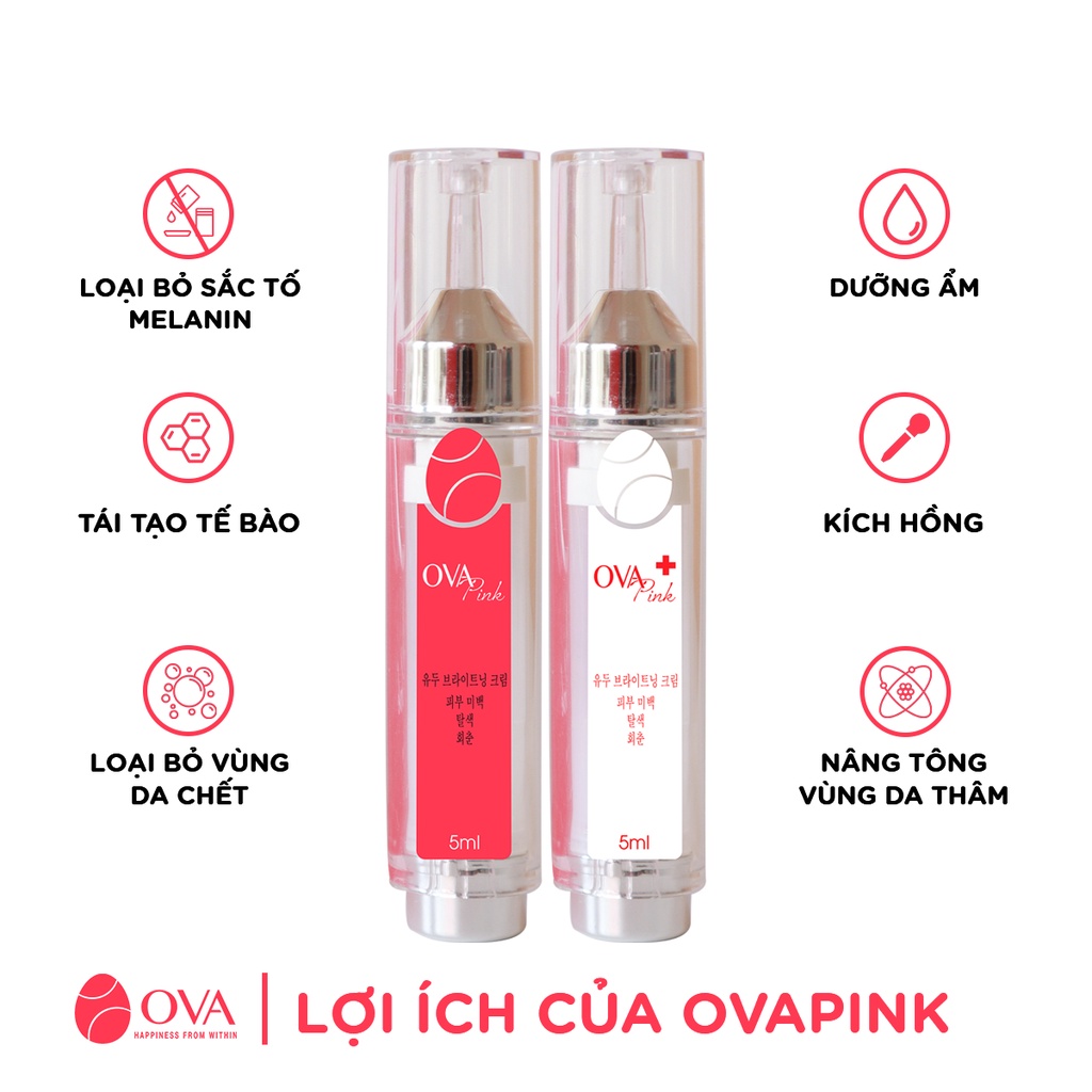 Kem làm hồng nhũ hoa OvaPink, ủ dưỡng, làm hồng ti, an toàn và hiệu quả trong 7 ngày, dung tích 10ml