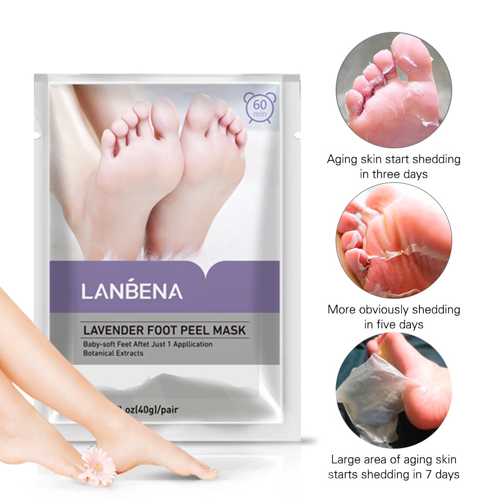 LANBENA Mặt Nạ Chân Làm Trắng Làm Mịn Làm Đều Màu Da Loại Bỏ Da Chết Nội Địa Trung LANBENA LAVENDER FOOT PEEL MASK