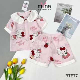 Bộ pyjama đùi bé gái cổ sen, chất lụa mango mềm mát - Myna Pyjamas