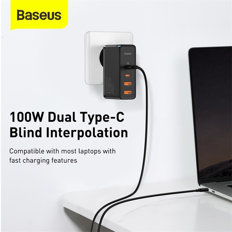 Củ Sạc Nhanh Baseus 100W Gan USB Type C PD QC 4.0 3.0 USB-C Cho Iphone 12 Pro Max Macbook