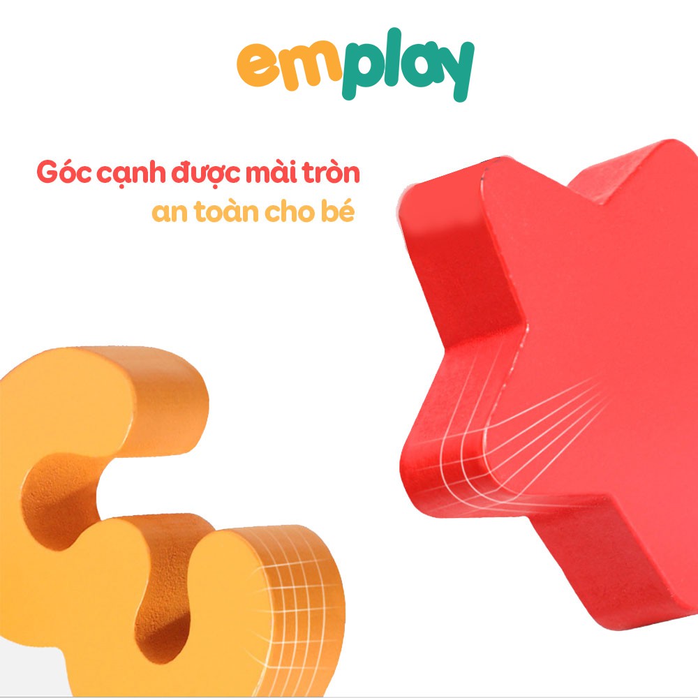 Bảng chữ cái bằng gỗ Emplay đồ chơi gỗ cho bé, đồ chơi học chữ cho bé, chất liệu gỗ ép sợi an toàn, màu sắc phong phú
