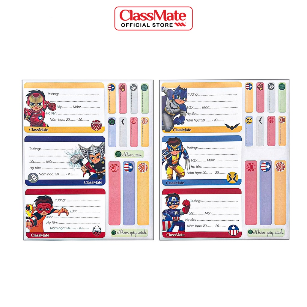 Nhãn vở học sinh Hải Hà classmate super kid CL-NT227 hình siêu nhân anh hùng cho bé