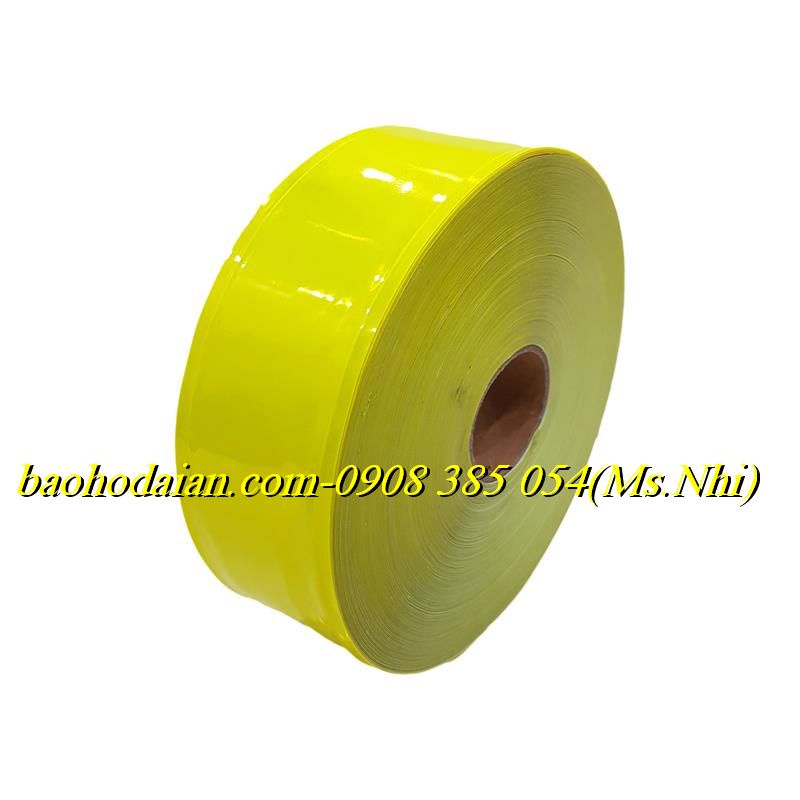Cuộn phản quang nhựa họa tiết trơn 5cm x 50m may kèm quần áo- Hình thật