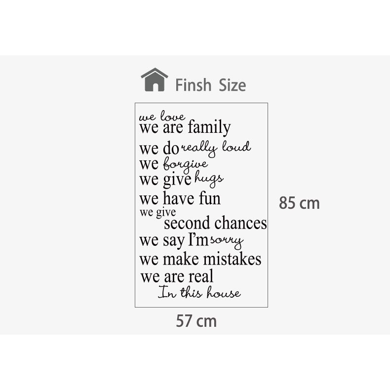 Decal dán tường Tiếng Anh In this house 5 trang trí nhà cửa DKN051 decalamyshop