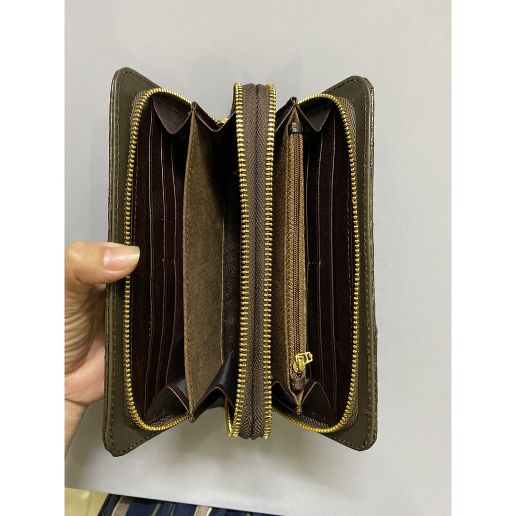 VÍ CẦM TAY NGUYÊN CON CÁ SẤU THẬT 100% 2 DÂY KÉO 22X12CM