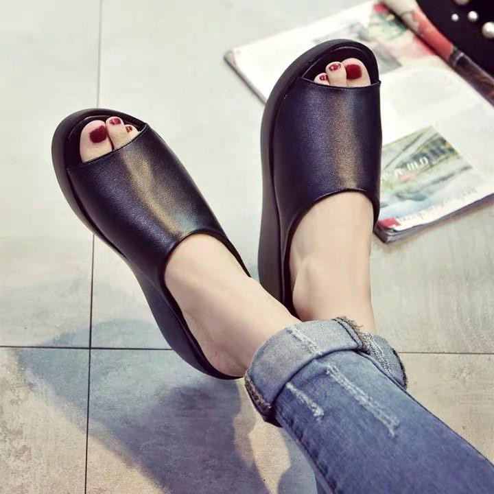 Dép đế xuồng đế đúc thời trang, Dép cao gót quai ngang cao 7 phân