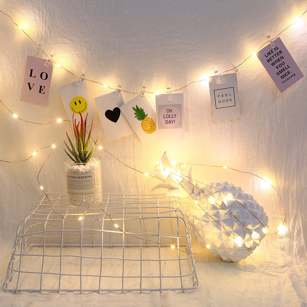 Dây Đèn Led Có Kẹp Treo Trang Trí Ảnh Giáng Sinh / Sinh Nhật DIY