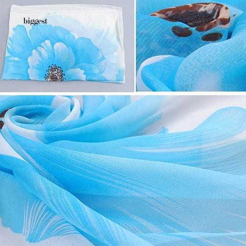 ☆Túi Xách Cỡ Lớn Thiết Kế Giản Dị Thời Trang☆Khăn Choàng Nữ, In Hoa, Vải Chiffon, Dài, Mềm Mại,