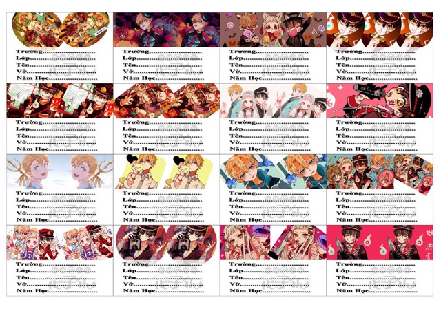 16 Nhãn vở jibaku shounen hanako-kun có đề can dán