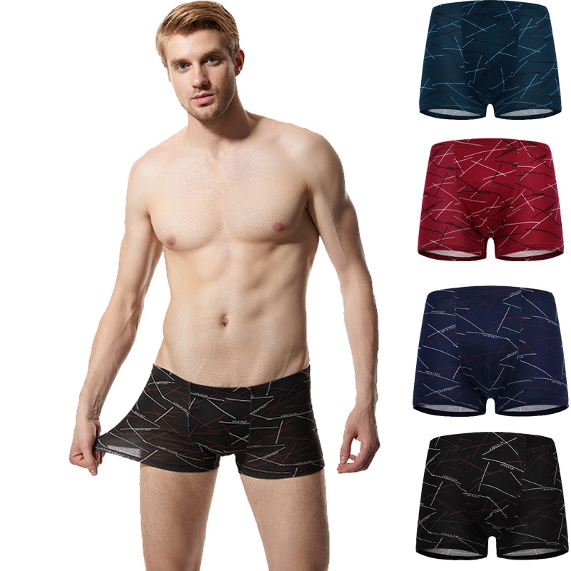 Set 4 quần lót boxer SMY chất liệu mềm mại co giãn thoáng khí thiết kế thời trang cho nam
