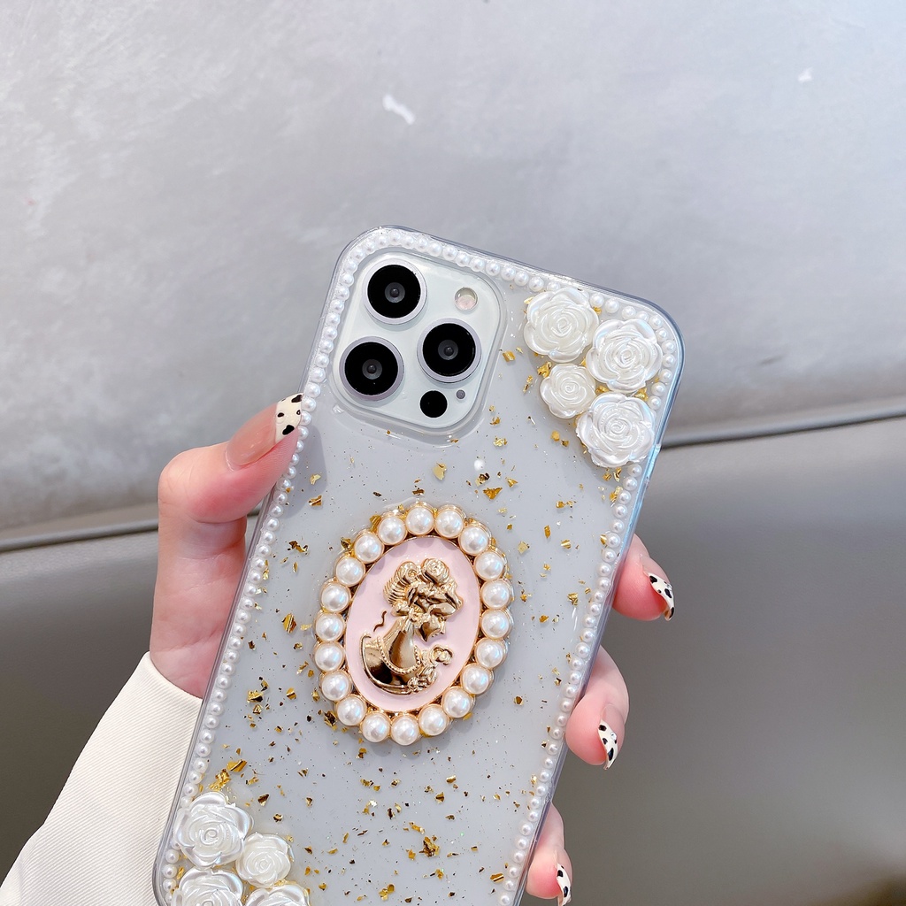 Ốp điện thoại đính ngọc trai giả thích hợp cho iPhone 14 13 pro max 1112 pro max x xr xs max 7 8 plus 8g 7g 7/8+