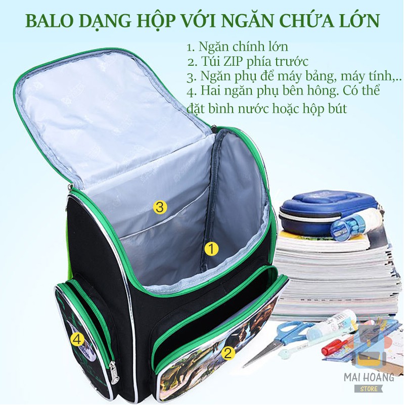 [Mã MAIHSN11 giảm 20k] BALO CHO BÉ TIỂU HỌC – CHỐNG GÙ, CHỐNG NƯỚC, SIÊU NHẸ, SIÊU BỀN, DẠNG HỘP