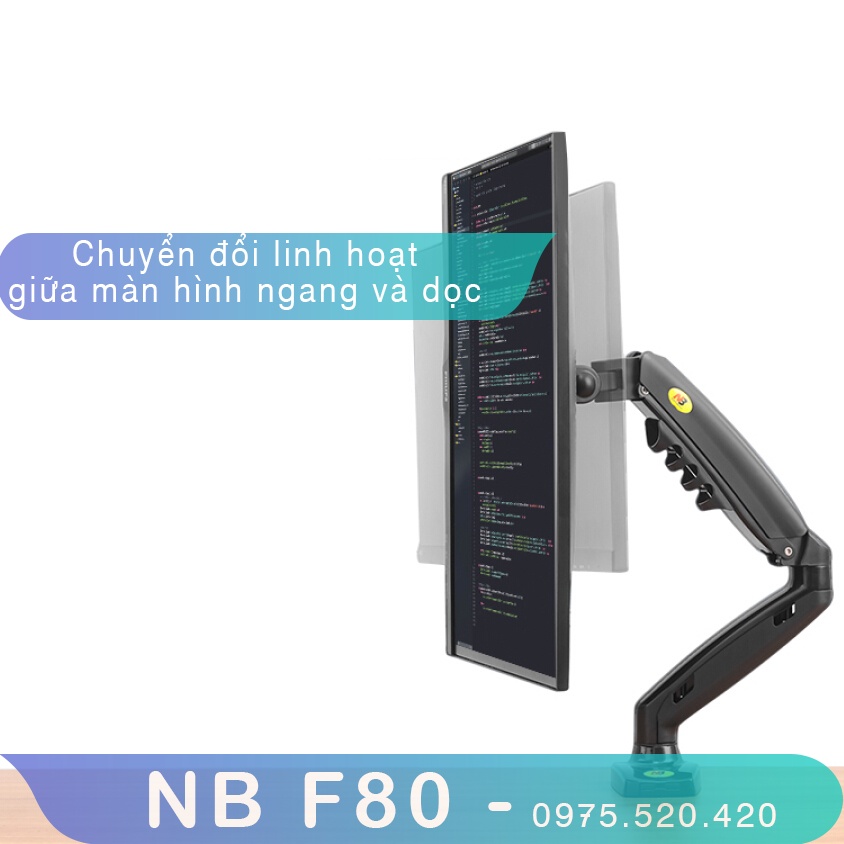 NB–F80 /Giá Treo Màn hình máy tính/ Tay treo màn hình/ Xoay 360 độ [Màn Hình 17&quot; - 27&quot;] – [ Ưu việt hơn XL03/ M051]