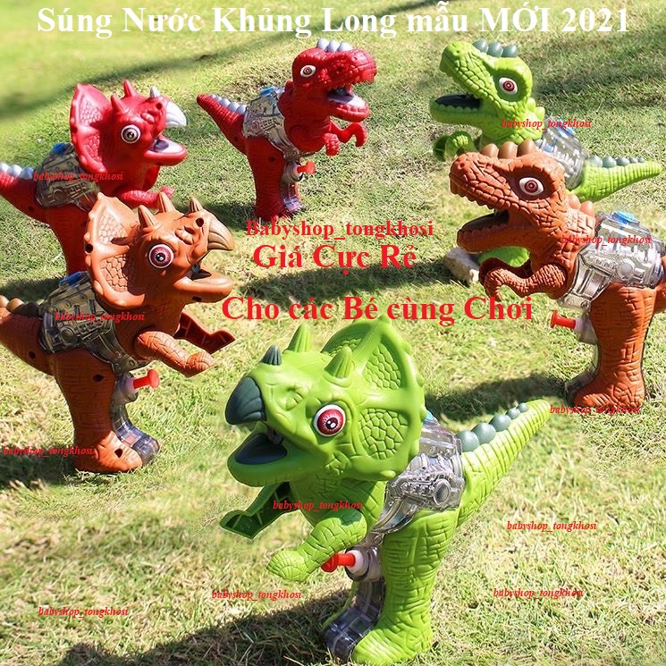 Súng Nước khủng long Ba Sừng cực ngàu, Phun Nước khủng Long mẫu mới nhất loại To