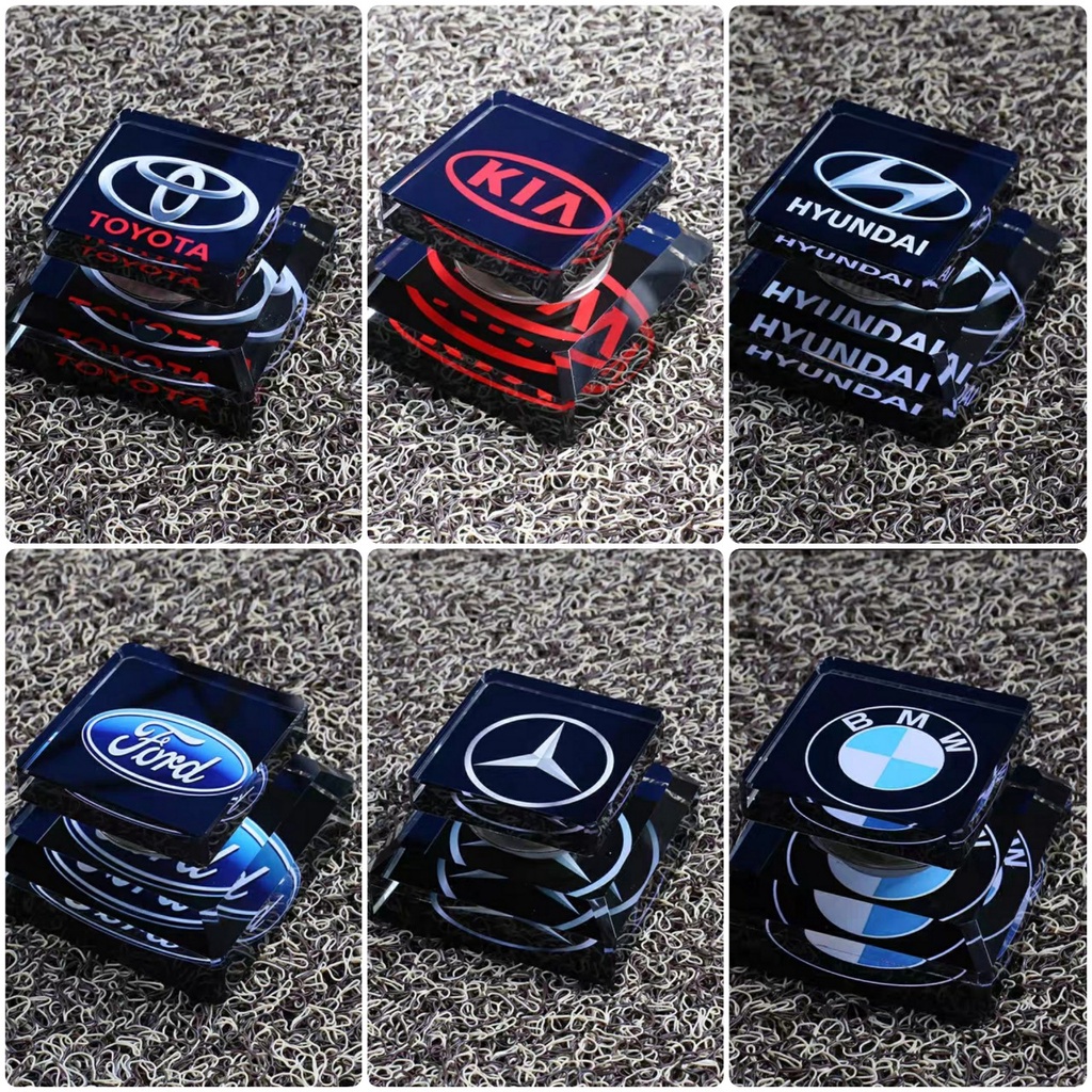 Nước hoa thủy tinh in logo các hãng xe ô tô, xe hơi để trên taplo - Tặng kèm đế dán taplo và lọ nước hoa ngẫu nhiên