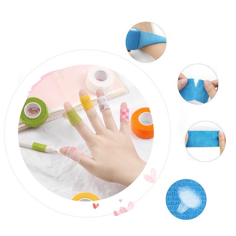 1 Cuộn Băng Đeo Ngón Tay Bằng Vải Không Dệt Co Giãn Họa Tiết Hoạt Hình Thể Thao
