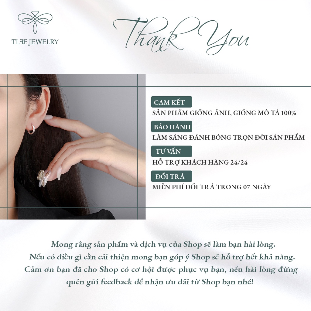 Khuyên tai bạc TLEE tròn trơn bản dày phay bắt sáng trendy NCJ B0133