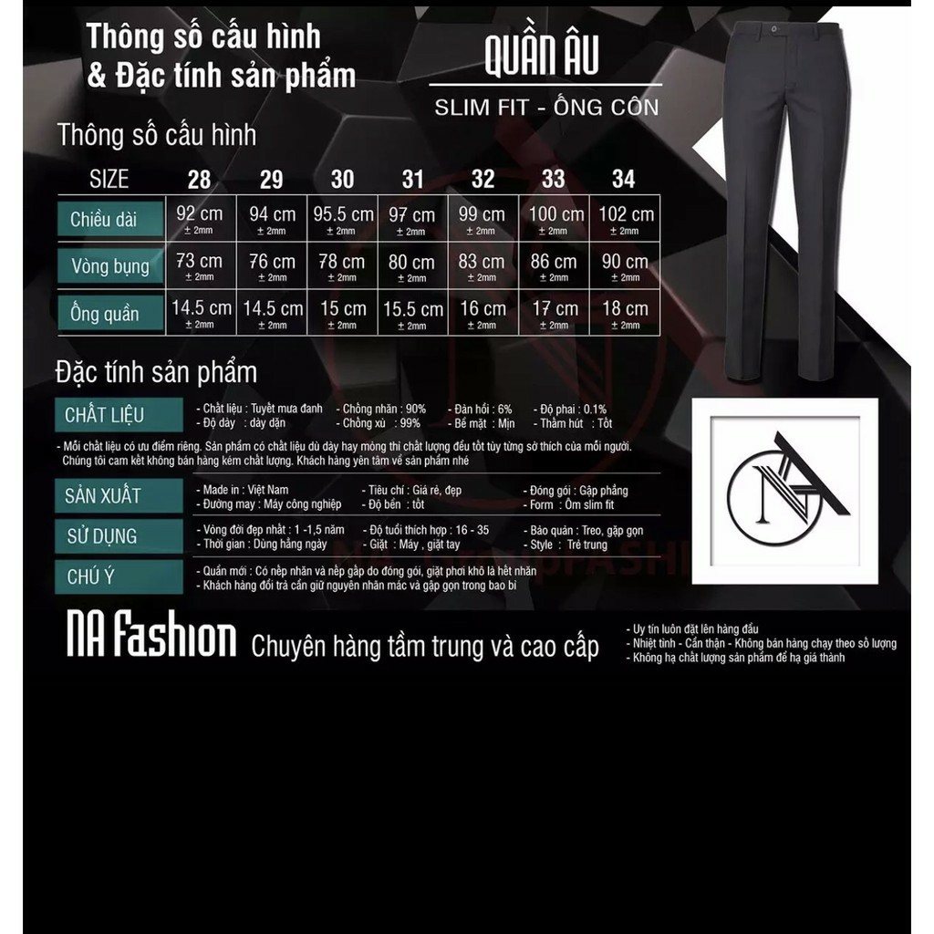 ⏩⏩Quần âu nam cao cấp chất liệu vải Tuyết Hàn, dáng ôm co giãn nhẹ thoải mái QA19 [VNXK] | BigBuy360 - bigbuy360.vn