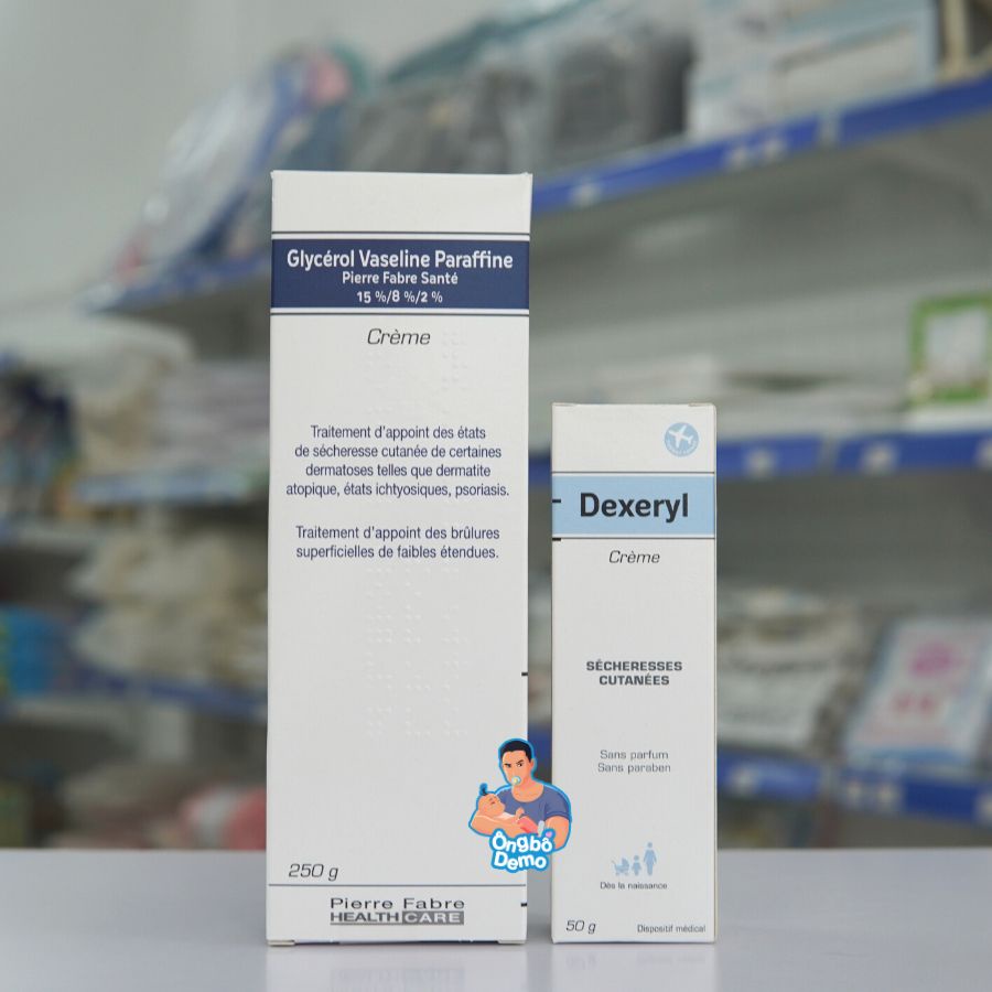 Kem nẻ dưỡng ẩm Dexeryl Creme 50g và Glyxeron 250g, dưỡng da cho bé tránh nứt nẻ, chàm sữa - Ongbodemo
