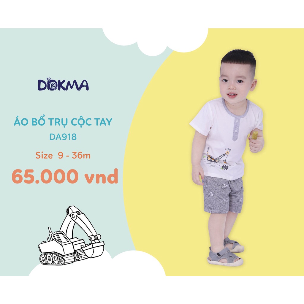 (6-36M) Áo phông cộc tay cài vai / bổ trụ vải cotton cho bé - DOKMA