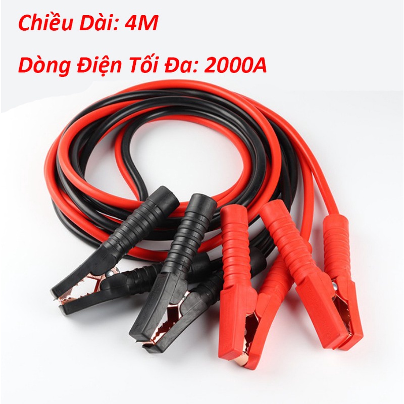 Dây Câu Bình Acquy - Dây Câu Bình Ắc quy Ô Tô Lõi Đồng Siêu To 2000AMP Kích Điện Acquy Cứu Hộ Ô Tô, Loại 4 mét có túi