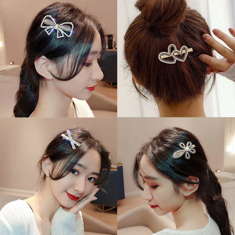Kẹp Tóc Hình Nơ Đính Ngọc Trai Phong Cách Hàn Quốc