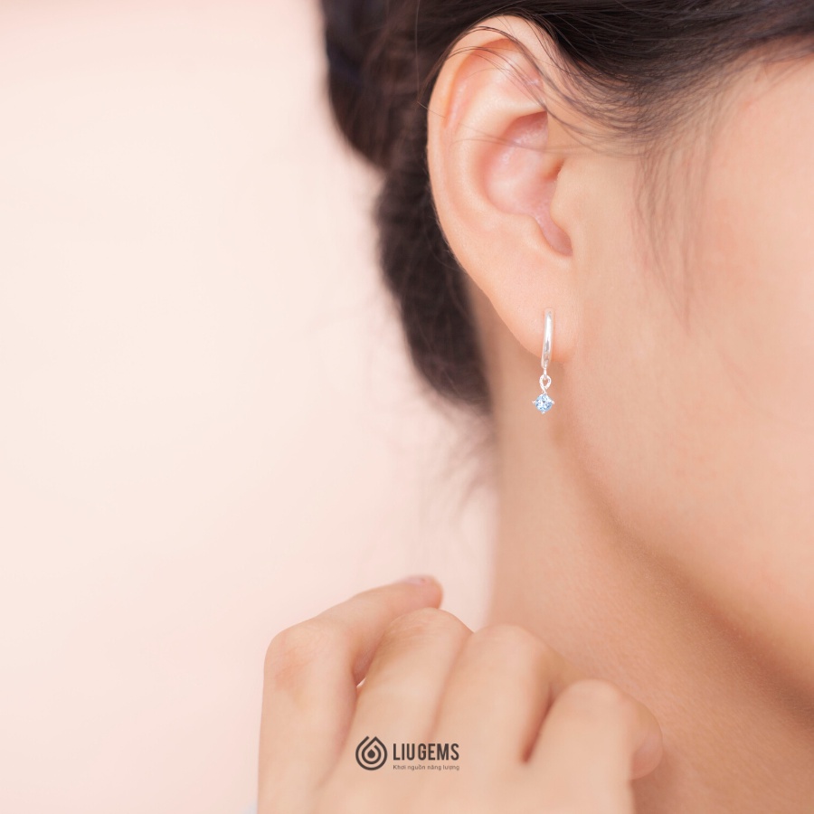 Khuyên Tai Tròn Bạc Nữ 925 Liugems Mix Hạt Đá Facet Phong Thuỷ Tự Nhiên Nữ Tính, Nhẹ Nhàng