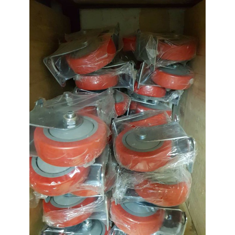 Bánh xe đế nhựa đỏ 75mm x 25mm hàng bông mai xịn bánh tĩnh