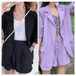 SET ÁO KHOÁC BLAZER  + QUẦN ĐÙI ULZZANG - SET VEST SUIT Cục thời thượng